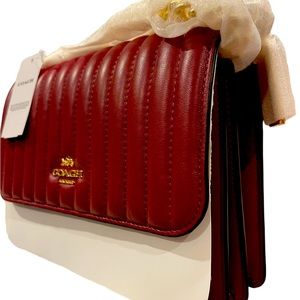 NWT💐Coach Klare crossbody bag linearQuilty napa leathers mauve Burgundy💐👜